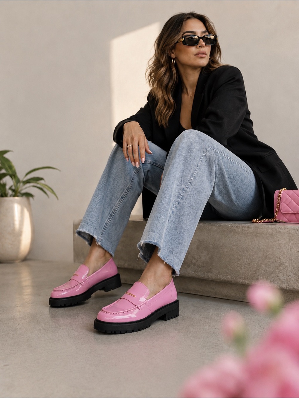 Steve Madden Malvern Bubblegum Pink Patent Lug Sole Loafers | Women’s Size 9